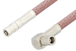 SMB Plug to SMB Plug Right Angle Cable 60 Inch Length Using RG142 Coax