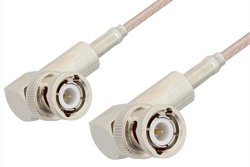 BNC Male Right Angle to BNC Male Right Angle Cable 12 Inch Length Using 75 Ohm RG179 Coax, RoHS