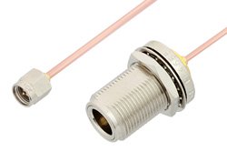SMA Male to N Female Bulkhead Cable 12 Inch Length Using RG405 Coax