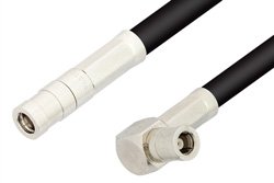 SMB Plug to SMB Plug Right Angle Cable 12 Inch Length Using RG223 Coax