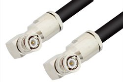 BNC Male Right Angle to BNC Male Right Angle Cable 12 Inch Length Using RG214 Coax, RoHS