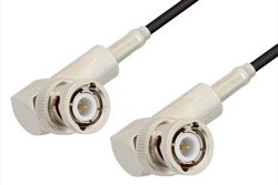 BNC Male Right Angle to BNC Male Right Angle Cable 48 Inch Length Using RG174 Coax