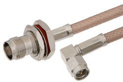 SMA Male Right Angle to TNC Female Bulkhead Cable Using RG400 Coax