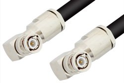 BNC Male Right Angle to BNC Male Right Angle Cable 12 Inch Length Using RG8 Coax, RoHS