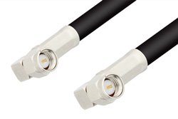 SMA Male Right Angle to SMA Male Right Angle Cable 12 Inch Length Using 75 Ohm RG59 Coax, RoHS