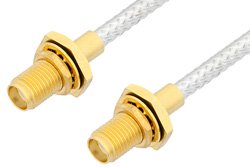 SMA Female Bulkhead to SMA Female Bulkhead Cable 18 Inch Length Using PE-SR402FL Coax