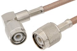 TNC Male to TNC Male Right Angle Cable 36 Inch Length Using RG142 Coax