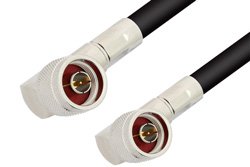 N Male Right Angle to N Male Right Angle Cable 24 Inch Length Using RG8 Coax, RoHS