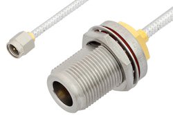 SMA Male to N Female Bulkhead Cable 24 Inch Length Using PE-SR402FL Coax, RoHS