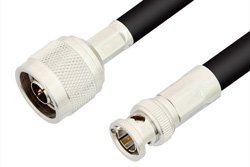 75 Ohm N Male to 75 Ohm BNC Male Cable 72 Inch Length Using 75 Ohm RG216 Coax , LF Solder