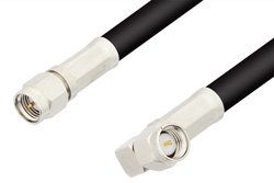 SMA Male to SMA Male Right Angle Cable 12 Inch Length Using 93 Ohm RG62 Coax