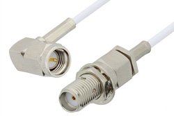 SMA Male Right Angle to SMA Female Bulkhead Cable 72 Inch Length Using RG196 Coax, RoHS