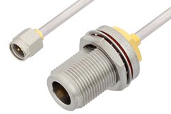 SMA Male to N Female Bulkhead Cable 12 Inch Length Using PE-SR402AL Coax