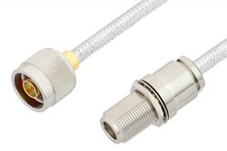 N Male to N Female Bulkhead Cable 48 Inch Length Using PE-SR401FL Coax