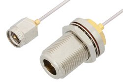 SMA Male to N Female Bulkhead Cable 6 Inch Length Using PE-SR047AL Coax