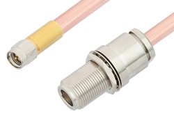 SMA Male to N Female Bulkhead Cable 12 Inch Length Using RG401 Coax
