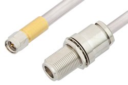 SMA Male to N Female Bulkhead Cable 24 Inch Length Using PE-SR401AL Coax