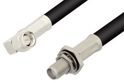 SMA Male Right Angle to SMA Female Bulkhead Cable 72 Inch Length Using 75 Ohm RG59 Coax, RoHS