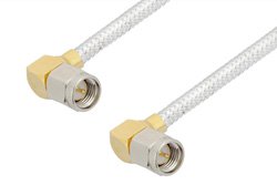 SMA Male Right Angle to SMA Male Right Angle Cable 18 Inch Length Using PE-SR402FL Coax