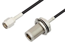 SMA Male to N Female Bulkhead Cable 60 Inch Length Using RG174 Coax