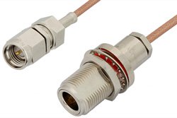 SMA Male to N Female Bulkhead Cable 60 Inch Length Using RG178 Coax, RoHS