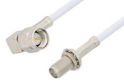 SMA Male Right Angle to SMA Female Bulkhead Cable 12 Inch Length Using RG188-DS Coax, RoHS