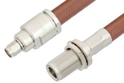 SMA Male to N Female Bulkhead Cable 72 Inch Length Using RG393 Coax