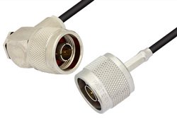 N Male to N Male Right Angle Cable 48 Inch Length Using RG174 Coax