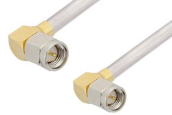 SMA Male Right Angle to SMA Male Right Angle Cable 48 Inch Length Using PE-SR402AL Coax