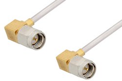 SMA Male Right Angle to SMA Male Right Angle Cable 12 Inch Length Using PE-SR405AL Coax