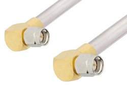 SMA Male Right Angle to SMA Male Right Angle Cable Using PE-SR401AL Coax , LF Solder