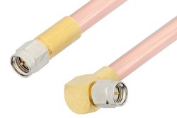 SMA Male to SMA Male Right Angle Cable Using RG401 Coax, RoHS