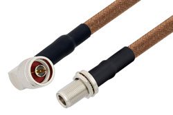 N Male Right Angle to N Female Bulkhead Cable 48 Inch Length Using RG225 Coax