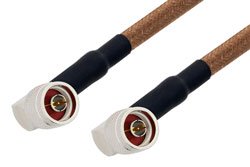 N Male Right Angle to N Male Right Angle Cable 12 Inch Length Using RG225 Coax , LF Solder