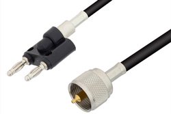 UHF Male to Banana Plug Cable 12 Inch Length Using RG223 Coax