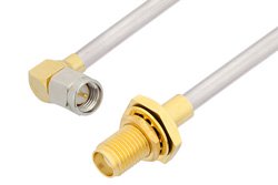 SMA Male Right Angle to SMA Female Bulkhead Cable Using PE-SR402AL Coax