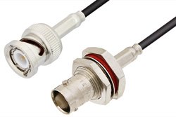 BNC Male to BNC Female Bulkhead Cable 72 Inch Length Using RG174 Coax