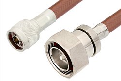 N Male to 7/16 DIN Male Cable 36 Inch Length Using RG393 Coax, RoHS