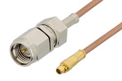 SMA Male to MMCX Plug Cable 12 Inch Length Using RG178 Coax, RoHS
