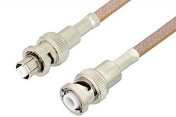 MHV Male to SHV Plug Cable 12 Inch Length Using RG400 Coax, RoHS