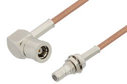 SMB Plug Right Angle to SMB Jack Bulkhead Cable 60 Inch Length Using RG178 Coax