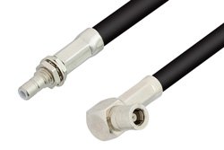 SMB Plug Right Angle to SMB Jack Bulkhead Cable 12 Inch Length Using RG58 Coax