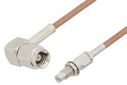 SMC Plug Right Angle to SMC Jack Bulkhead Cable 36 Inch Length Using RG178 Coax