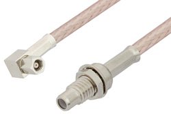 SMC Plug Right Angle to SMC Jack Bulkhead Cable 24 Inch Length Using RG316 Coax, RoHS