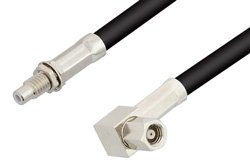 SMC Plug Right Angle to SMC Jack Bulkhead Cable 60 Inch Length Using RG58 Coax, RoHS