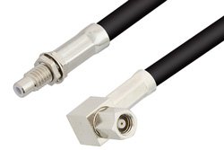 SMC Plug Right Angle to SMC Jack Bulkhead Cable 36 Inch Length Using RG223 Coax, RoHS