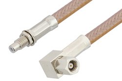 SMC Plug Right Angle to SMC Jack Bulkhead Cable 36 Inch Length Using RG400 Coax