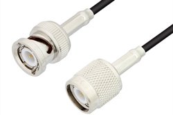 TNC Male to BNC Male Cable 12 Inch Length Using RG174 Coax