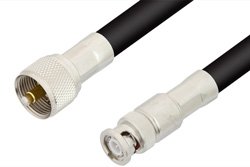 UHF Male to BNC Male Cable 12 Inch Length Using PE-B405 Coax