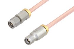 3.5mm Male to 3.5mm Female Cable 12 Inch Length Using RG402 Coax, LF Solder, RoHS